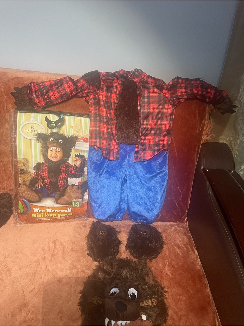 Kids Werewolf Costume in Red Plaid & Blue - Classic Wee Werewolf Outfit